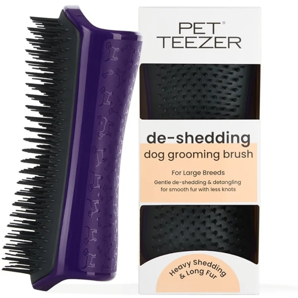 Pet Teezer De-shedding Dog Grooming Brush Large Breeds Heavy Sheeding & Long Fur